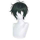 osseoca Amagi Hiiro Warped Short Red Wig Lifelike Daily Green Silver Synthetic Hair Full Head Cover Daily Cute Anime Halloween Carnival Comic Exhibition Cosplay Hair Natural COS Ombre Wigs with Bangs (Kagehira Mika)