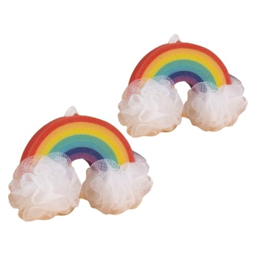 minkissy Lot de 2 Éponges de Bain en Luffa Arc-en-Ciel Douces et Exfoliantes pour Tout-Petit Gommage Corporel Bébé Serviette de Mignonne pour Bain Garçon et Filles et Adultes Nettoyage