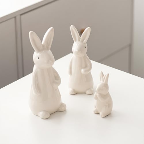 Figura Decorativa Conejo de Cerámica Blanca miniatura 3