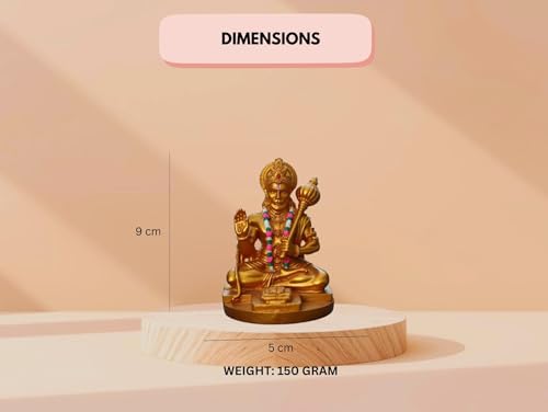Image of Hanuman Ji Idol for Car Dashboard, Home & Office | Lord bajrangi Murti for Pooja, Mandir | Resin Balaji Statue for Protection, Positivity | Spiritual Gift Item (Gold)