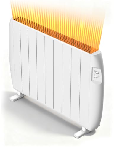 Heallux Calefacción convectora, eléctrica, calefacción móvil de 1000 W con pantalla LCD, 2 en 1 montaje en suelo y pared, certificado TÜV, protección infantil y protección contra heladas