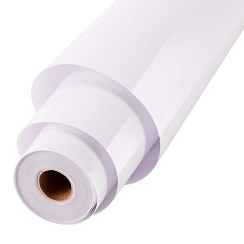 HTVRONT White Vinyl Permanent Vinyl Roll - 12" x 30ft White Adhesive Vinyl for Craft Cutter, Decal, Signs, Stickers (Glossy White)