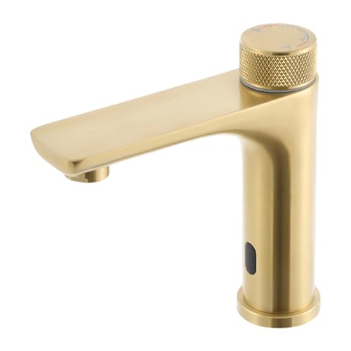 Grifo de lavabo con sensor de acero dorado con regulador térmico 8