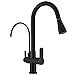 Grifo de Cocina 3 Vías Ósmosis 360° Giratorio grifo cocina extraible del fregadero Tire hacia abajo purificador filtro 3 en 1 grifo 2 tipo Spray (negro)
