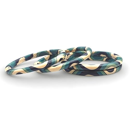 Image of Rajasthani Traditional Lac Bangles Set, Handcrafted Multi-Color Pattern with Gold Accents, Jaipuri Lakh Chudi, Red, Maroon, Pink, Purple, Blue, Green, 4 Piece Set