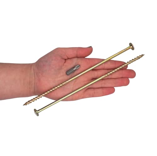 Marcopol Lot de 20 vis à bois en acier galvanisé 6,0 x 200 mm Tête Torx Tête gaufrette Vis à bois Partiellement filetées (20, 6,0 x 200 mm) Jaune – vue 3