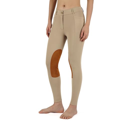 Beroy Kids Horse Riding Knee-Patches Pants Girls Equestrian Front-Zip Breeches Legging With Pockets thumb #1