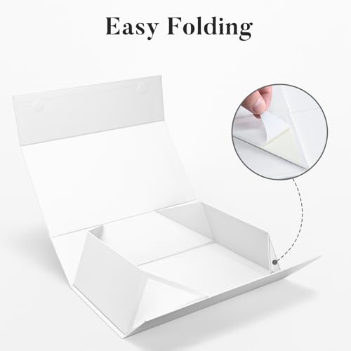 Image of LIFELUM White Gift Box with Magnetic Lids for Presents, 14 inchx8.5 inchx4.5 inch | with Ribbon, Card & Paper Filler for Wedding, Bridesmaid Proposal, Graduation & Birthday, 2 Pack