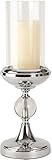 Grand bougeoir en verre transparent avec des détails étincelants à l'allure chic et contemporaine.