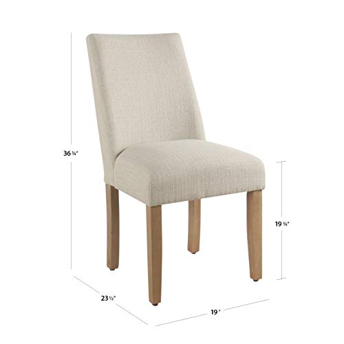 Image of HomePop Modern Curved Back Dining Chair - Cream Textured Linen (Single Pack)