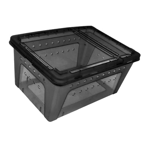 Leefasy Reptile Terrarium Reptiles Cage Tortoise Terrarium Breathable Turtle Tank Reptile Breeding Box for Frog Snake Lizards, Black