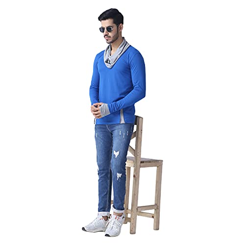 Image of Black Collection Men's Attached Muffler Full Sleeve T-Shirt(SKU: BCN0023)