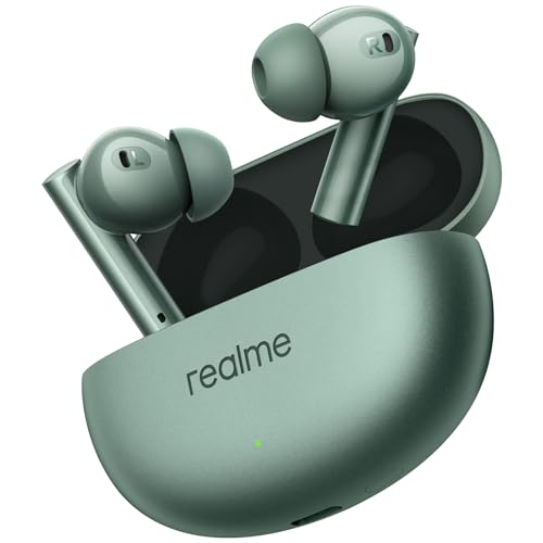 realme Buds Air 6 TWS in Ear Earbud, 12.4 Mm Deep Bass Driver, True Wireless Buds, 40 Hours Play Time, Fast Charge, 50 dB ANC, LHDC 5.0, Water Resistant, 6 Mics ENC, Bluetooth 5.3, Forest Green