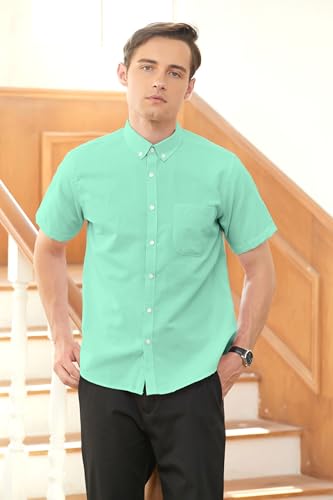 Image of SANGTREE Men & Boy Striped Multicolor Oxford Cotton Shirt,Comfortable Fit,Short Sleeve Collared Shirt