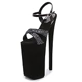 Vujkliy 10'' Unisex Men's Women's Platform Stiletto High Heels Sandals,Sexy Pole Dance Stripper Club Special Occasion Shoes,Black,10
