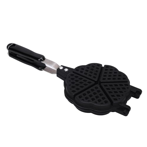Jectse Sartén para Hacer Gofres, 5 Mini Sartén Antiadherente en Forma de Corazón para Hacer Gofres, para Acampar, Aluminio Portátil con Mango Largo para Hornear Desayuno
