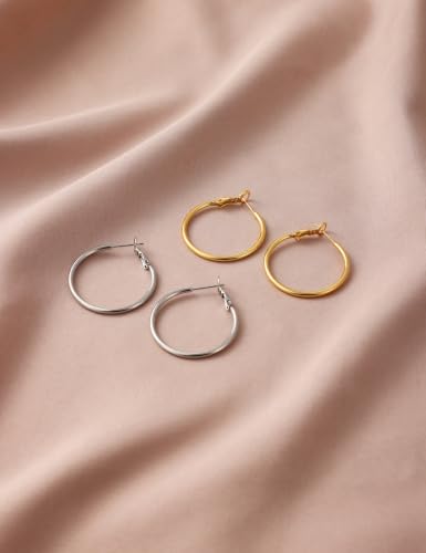 Image of Gacimy Gold Hoop Earrings for Women, 14K Gold Plated Thin Hoops