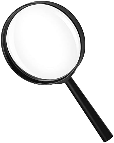 Feosky Handheld Reading Magnifier, 10X Magnifier, 75mm Glass Lens, Rubbery with Non-Slip Soft Handle for Seniors Reading and Kids Nature Exploration