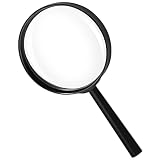 Feosky Handheld Reading Magnifier, 10X Magnifier, 75mm Glass Lens, Rubbery with Non-Slip Soft Handle
