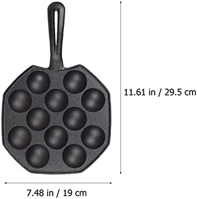 GANAZONO Takoyaki Pan Octopus Ball Maker: 12 Holes Meat Ball Grill Mold Nonstick Cast Iron Baking Tray for Aebleskiver Meatball Snail Escargot Mushroom