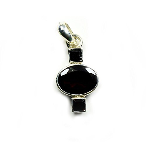 Pendentif grenat rouge naturel d'exception en argent 925 fait main