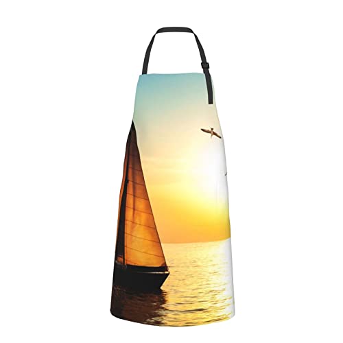 Tablier imperméable voilier noir réglable pour cuisine et peinture