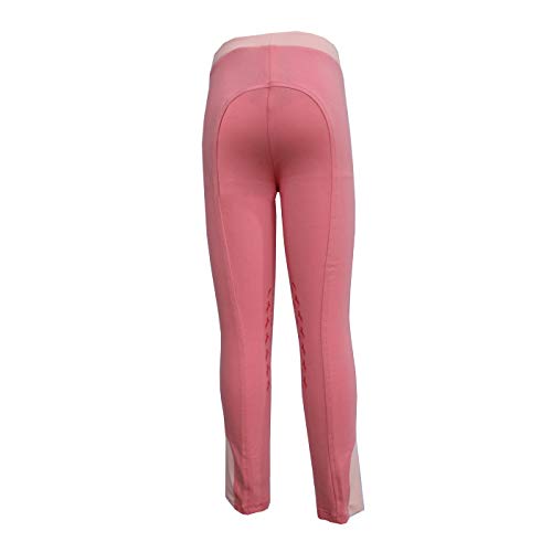 HR Farm Kid's Lovely Knee Patch Silicone Breeches Horse Riding Pull On Equestrian Pants (Pink, 6 Years)