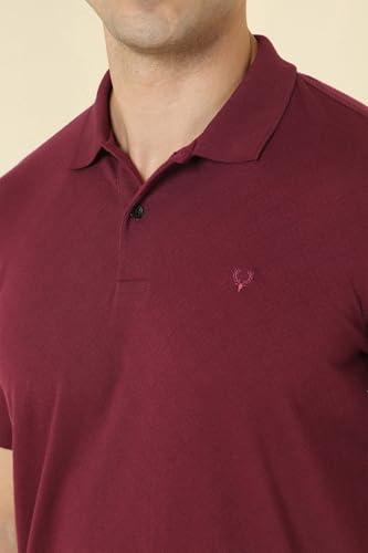 Image of Allen Solly Men's Jacquard Polo T‑Shirt | Regular Fit | Polycotton Blend | Textured Knit | Smart Casual Style