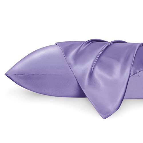 Bedsure King Size Satin Pillowcase Set of 2 - Lilac Silky Pillow Cases for Hair and Skin 20x40 Inches, Pillow Covers with Envelope Closure, Similar to Silk Pillow Cases, Gifts for Women Men