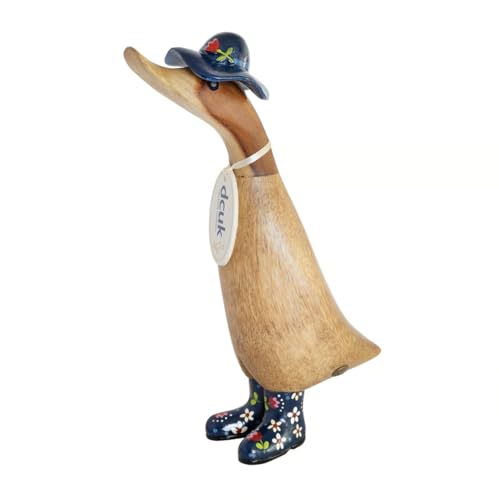 DCUK Floral Wellies and Hat Wooden Duckling - Navy