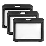 3-Pack Horizontal Hard Plastic ID Badge Holders – Double-Sided Black Card Case for Office, School, Credit & Access Cards