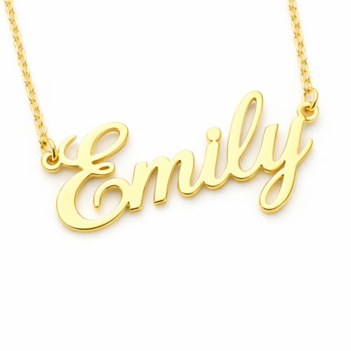 14k Solid Gold Name Necklace Personalized, Custom Script Nameplate Necklace, Dainty Custom Name Necklace For Women, Nameplate Customized Pendant, Gift for Her, 14K Solid Gold and Gold Plated Options