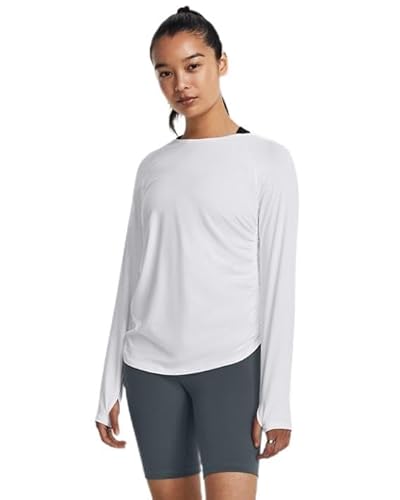 Under Armour Womens Motion Long Sleeve Longline Crew, (100) White / / Halo Gray, Large