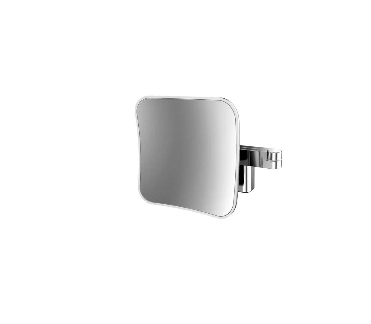 Emco EVO LED Rasier- und Kosmetikspiegel, rund, Doppelgelenkarm mit Wandanschluss Chrom 20 cm 5-Fach & eckig & Direktanschluss