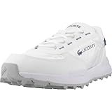 Lacoste Elite Active EVO, Zapatillas Urbanas Blancas con Azul, Nailon y Ante, Suela de Caucho, Estilo Deportivo Retro (Sistema Tallas Calzado EU, Adulto, Hombre, Números, Mediano, 44.5)