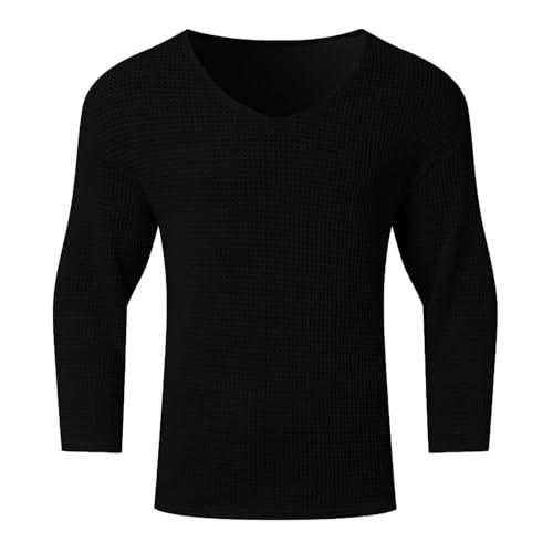 Mens V-Neck Knit Sweater Long Sleeve Solid V-Neck Pullovers Casual Jumpers Tops Fall Streetwear4