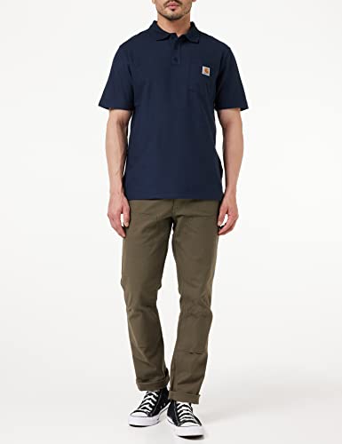 Carhartt, Herren, Weites, mittelschweres, kurzärmliges Polohemd mit Tasche, Marineblau, M – Ansicht 2