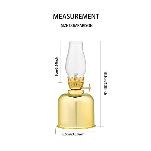 Mirror Kerosene Lamp Lantern - 7.28 In Glass Oil Table Lights For Home Lighting Decoration (Color : Gold) - Image 2