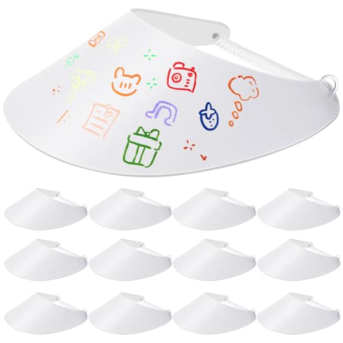 Image of 12 Pcs DIY Foam Visors Summer White Foam Visors Adjustable String DIY Craft for Beach Pool Golf Tennis Outdoor