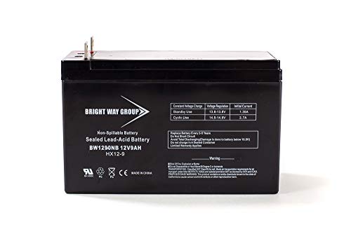 Bright Way Group 12V 9Ah Rechargeable SLA Battery Nut & Bolt Terminal | BW1290 NB Terminal | Generator Jump Starter Lawn & Garden