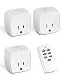 HBN Remote Control Outlet with 100FT RF Signal, Wireless On Off Switch Plug for Household Appliances, Battery Included, 15A/1875W(3 Outlets + 1 Remote)