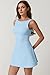 QINSEN Athletic Dress for Women Backless Sleeveless A Line Tennis Dress with Shorts and Pockets Sky Blue L