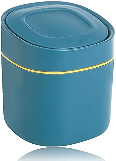 Table Trash Can, Desk Bin with Lid, Mini Cosmetic Bin, for Bathroom, Kitchen, Office, Portable Lid Removable, Blue