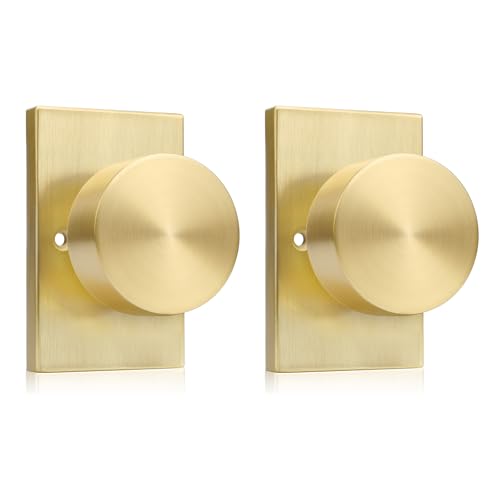 Goldenwarm Gold Dummy Door Knobs Interior Single-Sided 2 Pieces