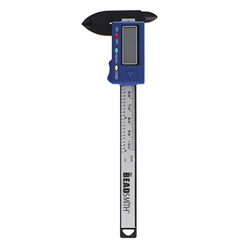 The Beadsmith Digital Caliper, 4 inch/100mm, Carbon Fiber, On/Off Button, LCD Display