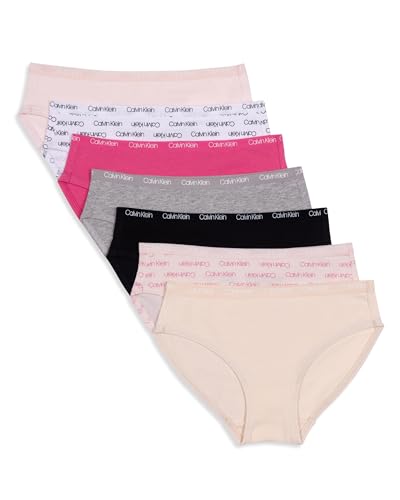 Calvin Klein Girls Bikini Cotton Bikini Stretch Underwear, Set of 7, Sizes S-XL