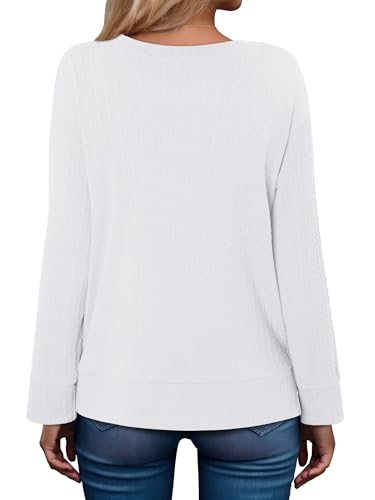 ONLYSHE Womens Shirts Long Sleeve Crewneck Tunic Tops Casual Lightweight Knit Solid Color Sweatshirts Trendy Blouse Basic Tee