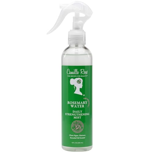 Camille Rose Rosemary Water Spray – Daily Strengthening Mist with Calming Aloe Vera and Cooling Peppermint Oil for Hair, 8 Oz