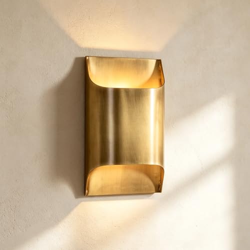 Image of Luther Brass Wall Sconce, Dual Up and Down Light Fixture for Bedroom, Living Room or Hotel, Antique Brushed Brass Finish