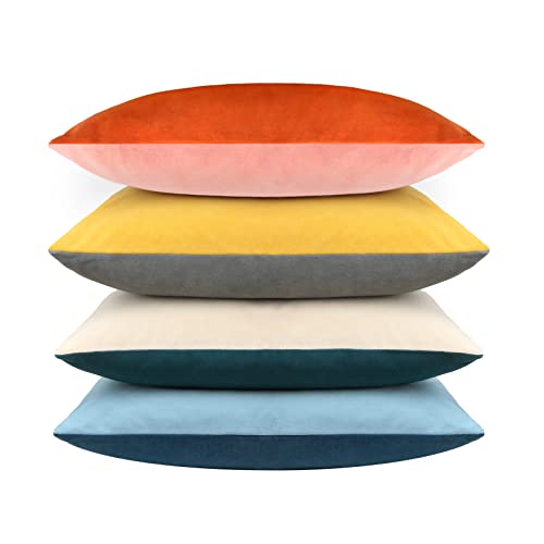 Btyrle Velvet Throw Pillow Covers 18X18 Inch Set Of 4 Soft Decorative Pillowcases Modern Double-Colored Cushion Covers For Sofa Couch #TOP6